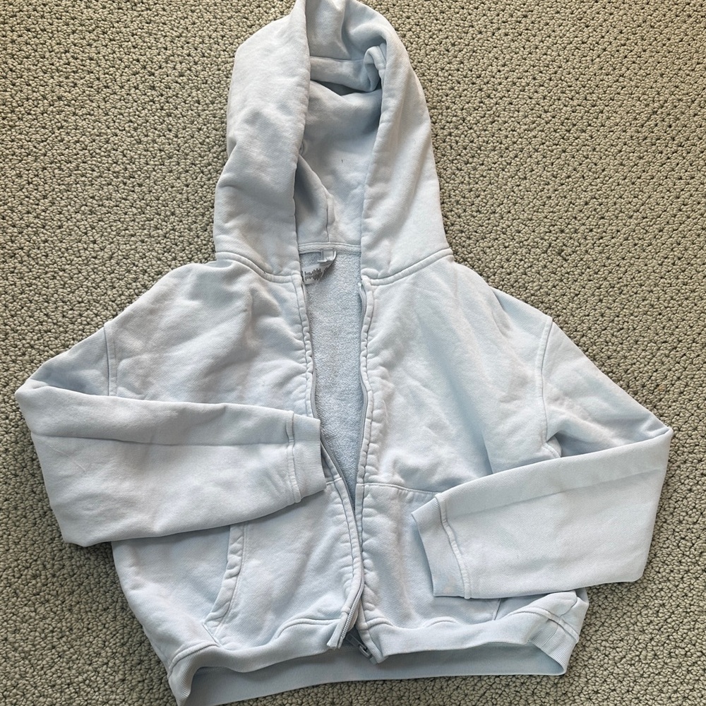 Skims cotton French terry light blue opal hoodie XS
